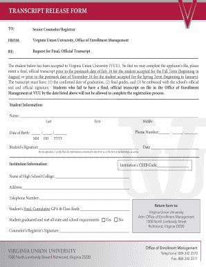 union university transcript request